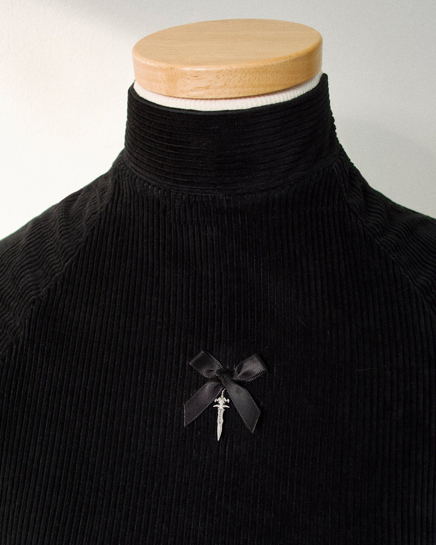 Laced Lights-Out Corduroy Mock Neck